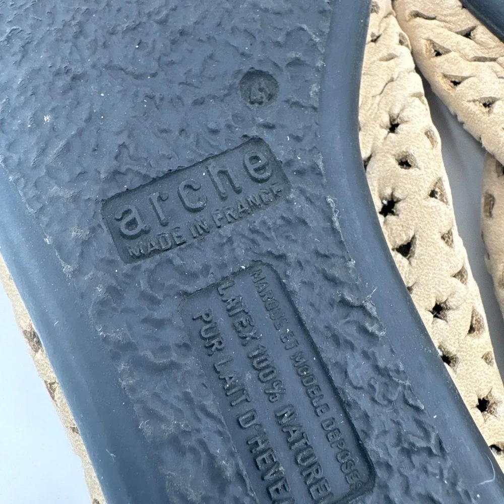 Arche Lilly Tan Perforated Nubuck Leather Ballet Flats Made in France Womens 41